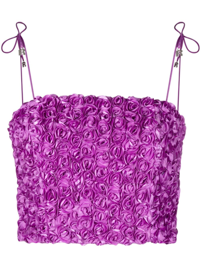 Rotate Birger Christensen 3d Flower Crop Top In Purple