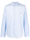 Ps By Paul Smith Logo-embroidered Cotton Shirt In Blue