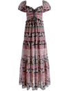 Alice And Olivia Andrea Tiered Maxi Dress In Red