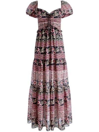 Alice And Olivia Andrea Tiered Maxi Dress In Antique Rose