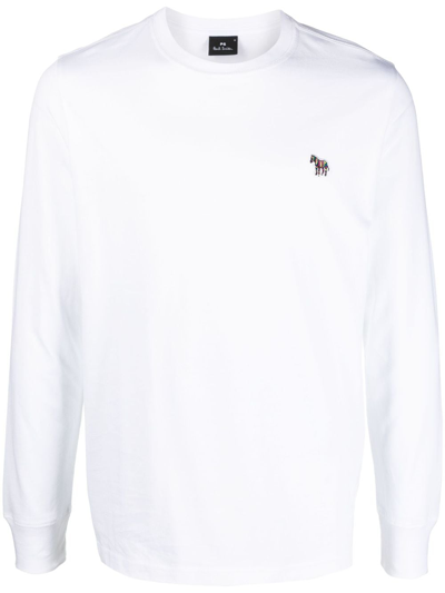Ps By Paul Smith Zebra-motif Cotton T-shirt In White