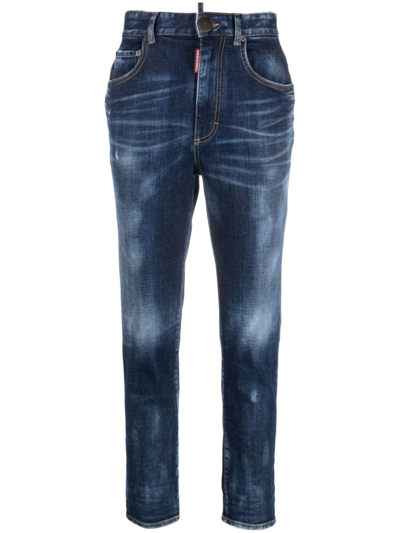 Dsquared2 High-waist Cropped Jeans In Blue