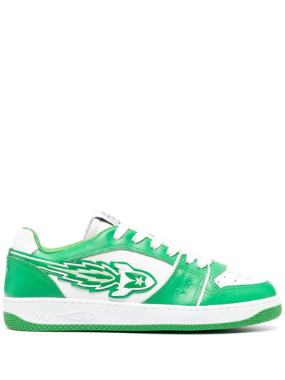 Enterprise Japan Rocket Panelled Leather Trainers In Green