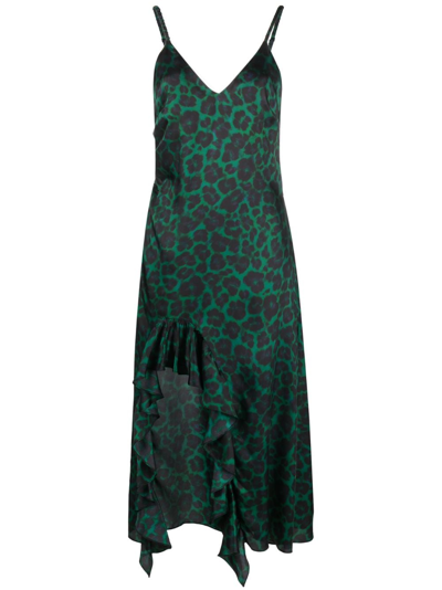 Sandro Amazonie Leopard Print Slipdress In Green