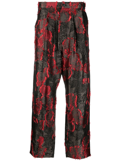 Henrik Vibskov Embroidered-design Pleated Trousers In Brown