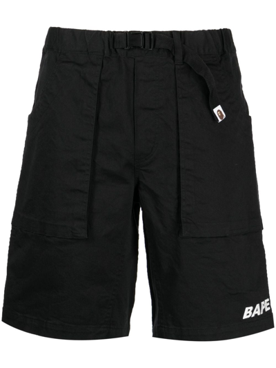 A Bathing Ape Climbing Logo-embroidered Shorts In Black