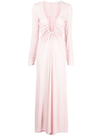 Christopher Esber Arced Palm Long-sleeved Dress In Pink
