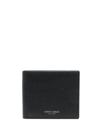 Giorgio Armani Black Bi-fold Wallet In Schwarz