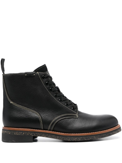 Polo Ralph Lauren Leather Ankle Boots In Black