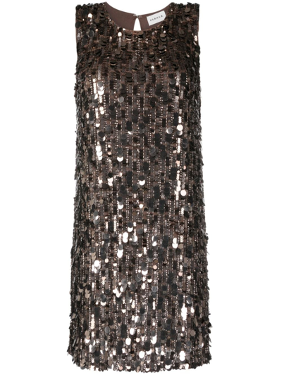 P.a.r.o.s.h Sequined Sleeveless Dress In Brown