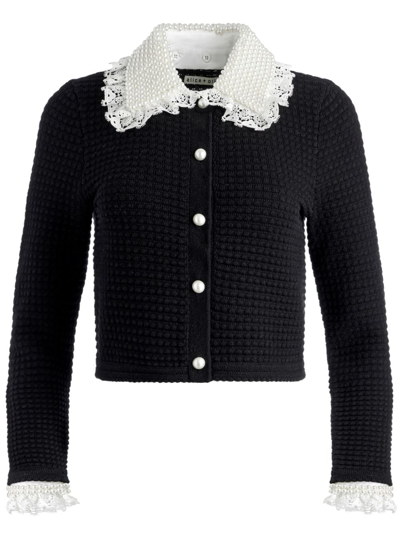 Alice And Olivia Noella Embellished Buttoned Cardigan In Black