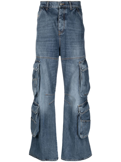 Diesel Mid-rise Cargo Jeans In Blue