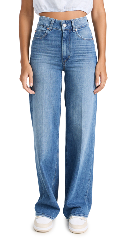 Paige Anessa High Waist Raw Hem Wide Leg Ankle Jeans In Stefania Distressed