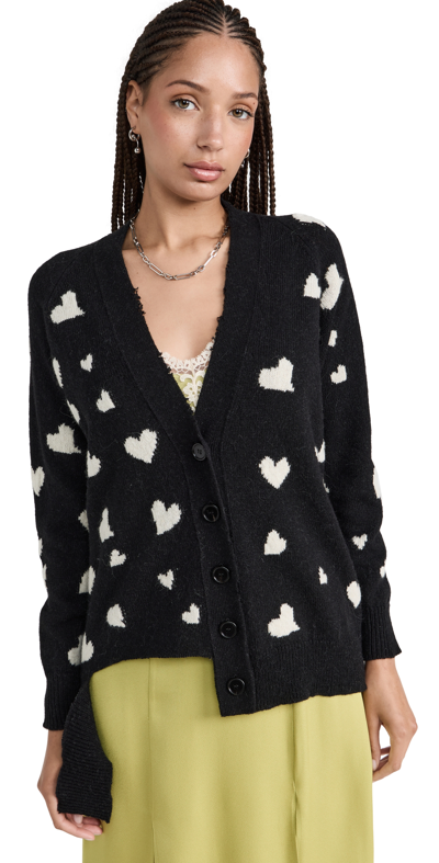 Marni Heart-patterned Alpaca-wool Cardigan In Black