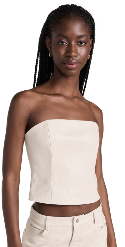 Wayf Brightly Faux Leather Strapless Top In Cream