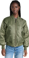 Anine Bing Leon Bomber In Green Polyester In Army Green