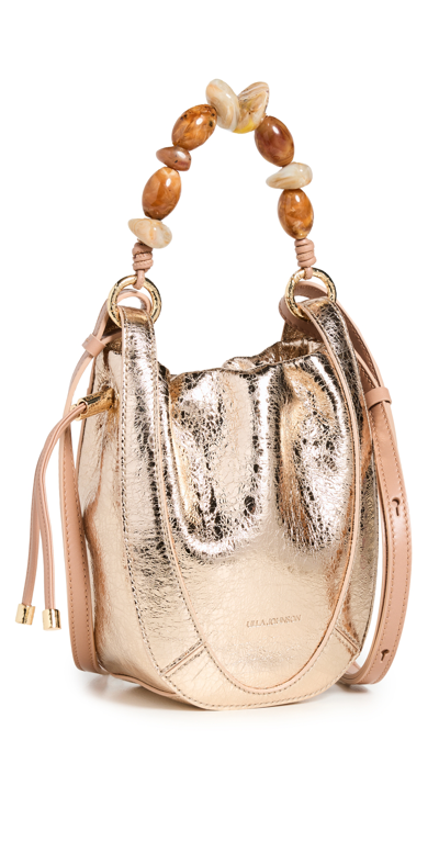 Ulla Johnson Lee Stone Metallic Pouch Top-handle Bag In Champagne