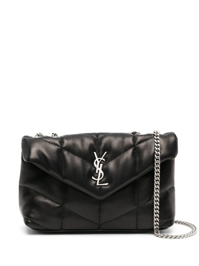 Saint Laurent Mittelgrosse Puffy Schultertasche Mit Steppung In Black