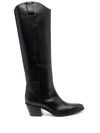 P.a.r.o.s.h 65mm Knee-high Leather Boots In Schwarz