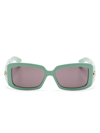 Gucci Double G Rectangle-frame Sunglasses In Grün