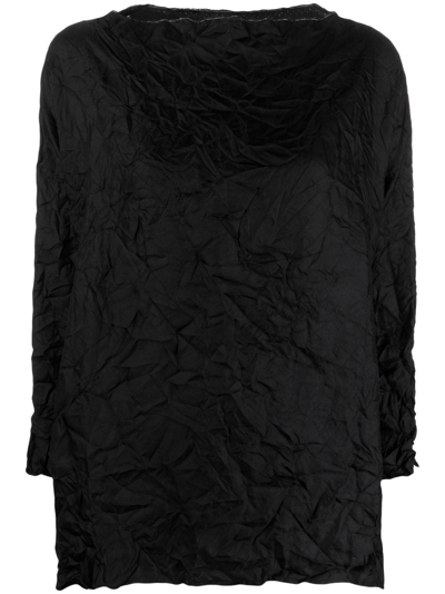 Daniela Gregis Crinkled Silk Blouse In Black