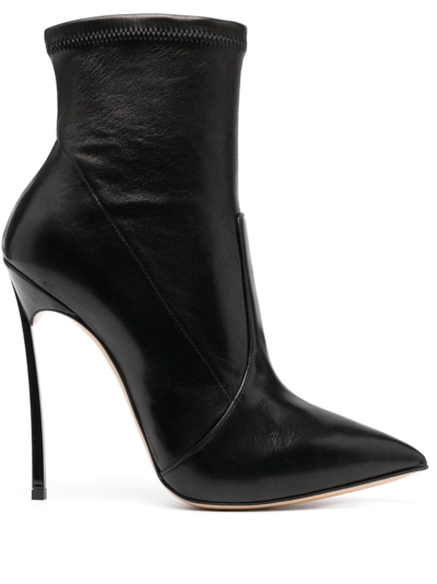 Casadei Blade 120mm Leather Boots In Black