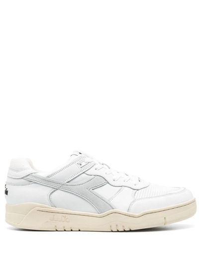 Diadora White Grey Leather B.560 Sneakers In Multi