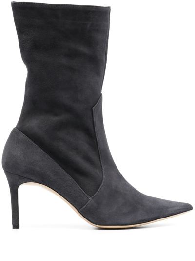 P.a.r.o.s.h. Stivale 80mm Suede Ankle Boots In Grau