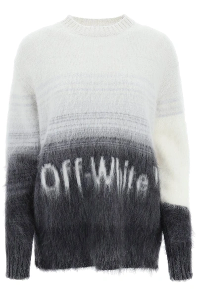 Off-white Mohair Helvetica Logo Wool Blend Sweater In Black