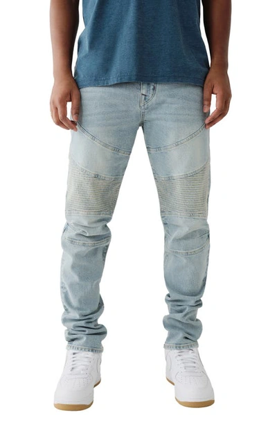 True Religion Brand Jeans Rocco Moto Skinny Jeans In Light Showers