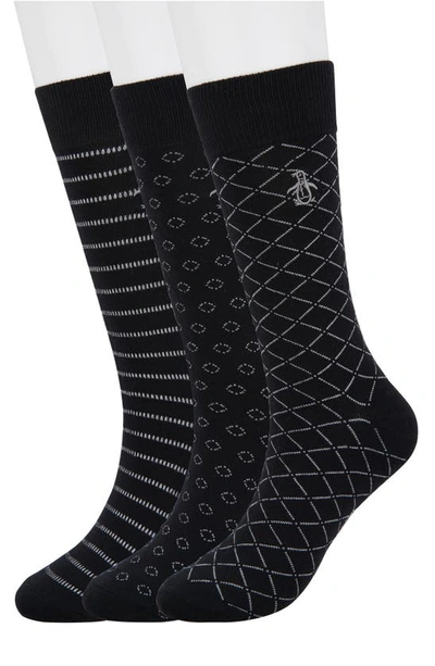 Original Penguin Mulaney Grid Essential Crew Socks In Black