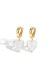 CLASSICHARMS ESMÉE WHITE CLEAR GLAZE HEART DANGLE EARRINGS