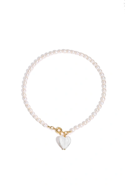 Classicharms Esmée White Clear Glaze Heart Pendant Pearl Necklace