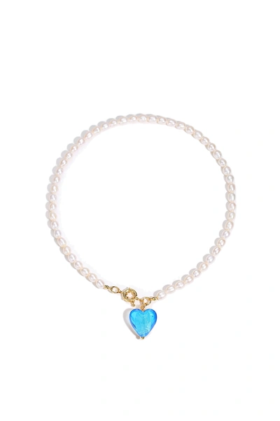 Classicharms Esmée Sky Blue Glaze Heart Pendant Pearl Necklace