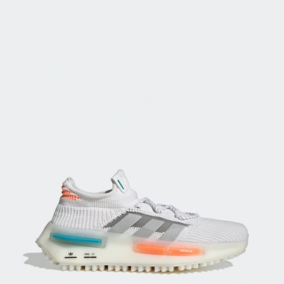 Adidas Originals Nmd_s1 "footwear White/blue/orange" Sneakers In Core White/off White/grey