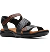 CLARKS KITLY WAY LEATHER SANDALS IN BLACK