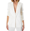 Alice And Olivia Denny Satin Boyfriend Blazer In Off-white