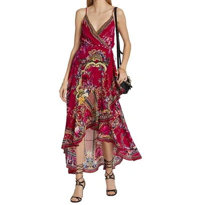 Camilla Draped Beaded Maxi Wrap Dress In Blooms In Multi