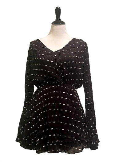 Lavender Brown Swiss Dot Dress In Black