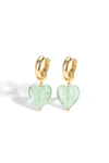 Classicharms Women's Esmée Lime Green Glaze Heart Dangle Earrings In Green