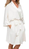 PJ HARLOW SHALA KNIT ROBE WITH POCKETS AND SATIN TRIM IN PEARL
