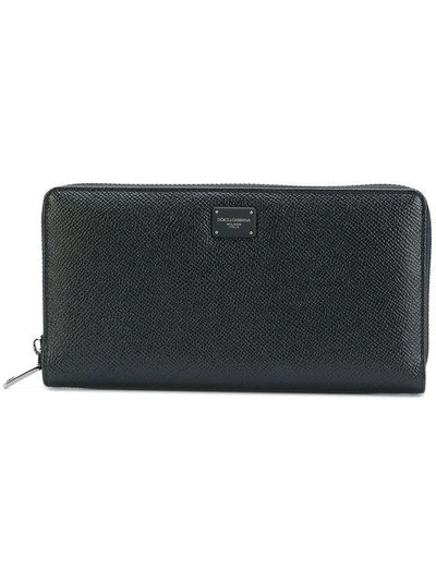 Dolce & Gabbana Zip Around Continental Wallet In Black