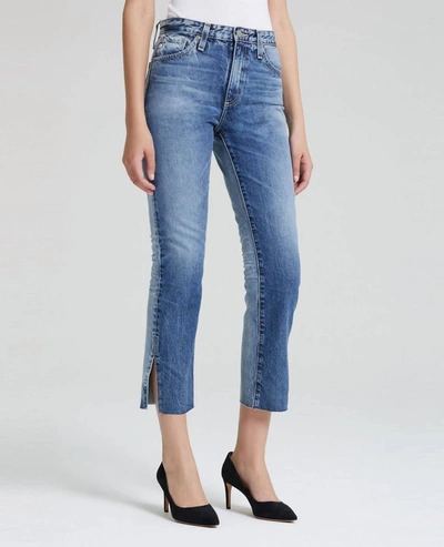 Ag Isabelle High Rise Straight Crop In 15yrs Indigo Bound In Alibi Destructed