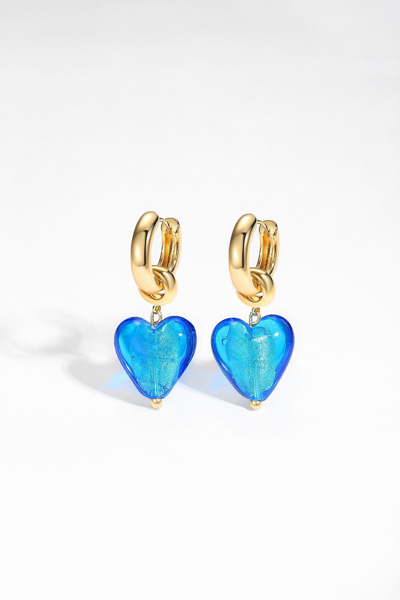 Classicharms Women's Esmée Sky Blue Glaze Heart Dangle Earrings