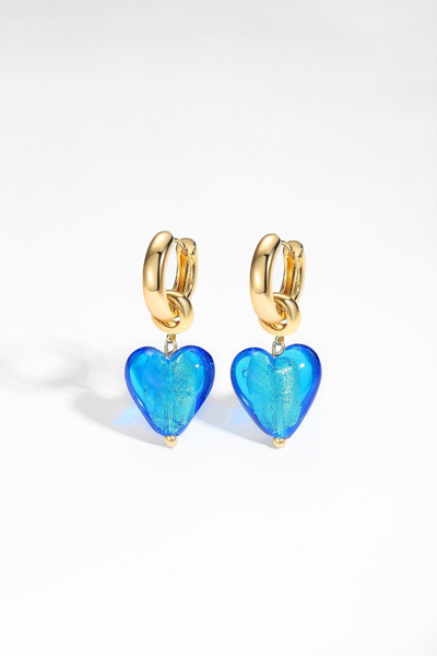 Classicharms Esmée Sky Blue Glaze Heart Dangle Earrings