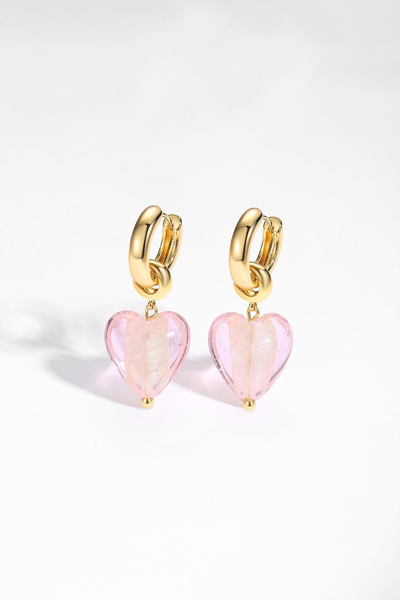 Classicharms Women's Pink / Purple Esmée Pink Glaze Heart Dangle Earrings