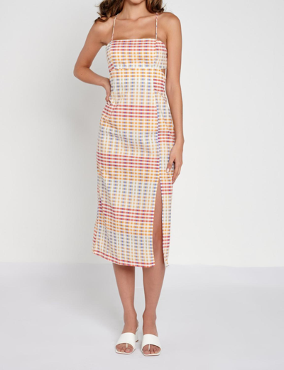 Another Girl Organic Cotton Checked Cutout Midi Dress In Multi