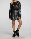 Chaser Mini Dress With Wide Sleeves In Black
