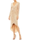 Mac Duggal Ieena Sequin Knotted Midi Dress In Beige