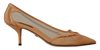 Dolce & Gabbana Peach Mesh Leather Chains Heels Pumps Shoes In Beige